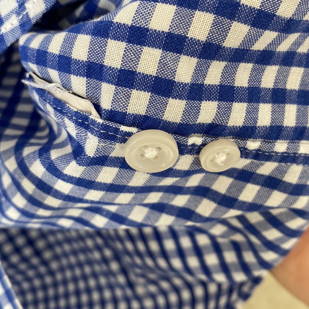 J. Crew Blue/White Gingham Checked Button Down Sl… - image 4